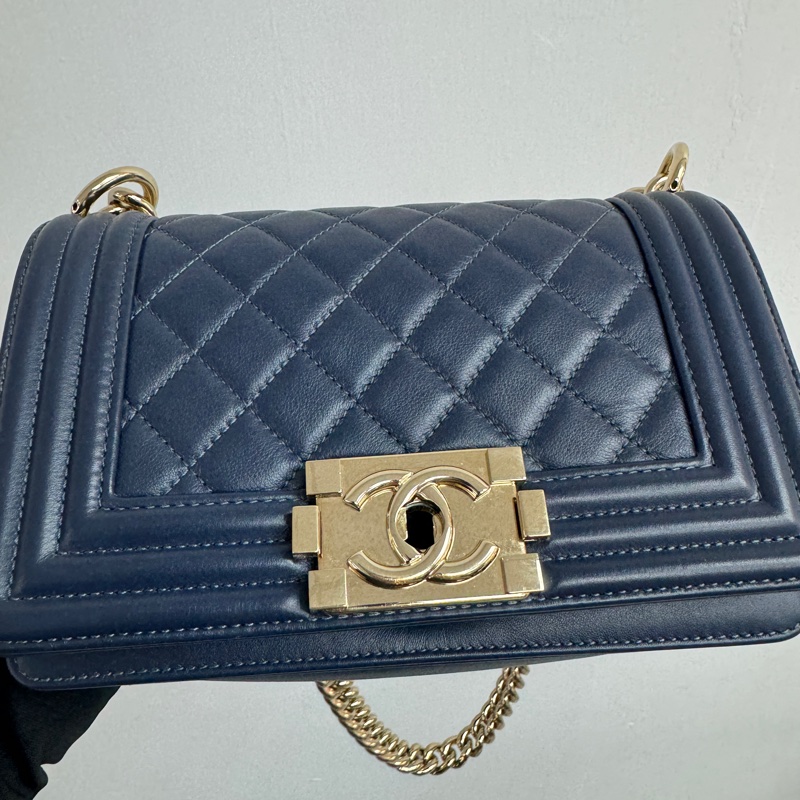 Chanel Leboy small size 藍色金扣 27開🖤-2