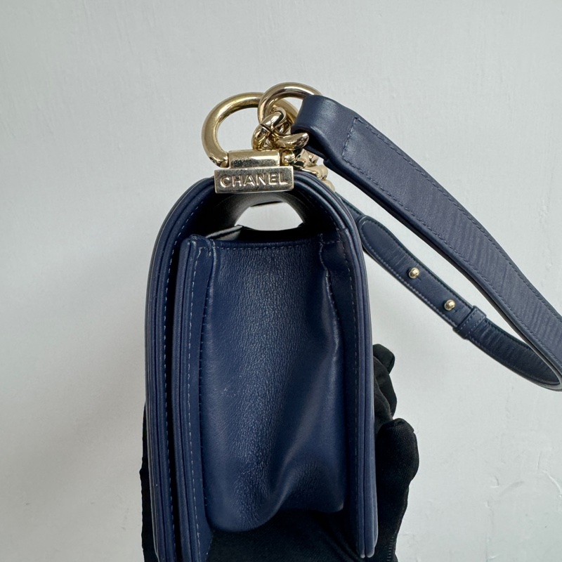 Chanel Leboy small size 藍色金扣 27開🖤-4