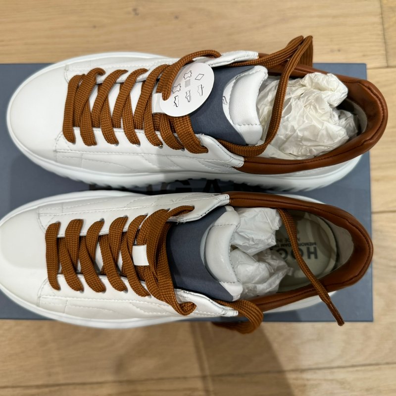 HOGAN 厚底運動鞋 H-Stripes 白、咖啡 昆凌同款 38號 *全新*-1