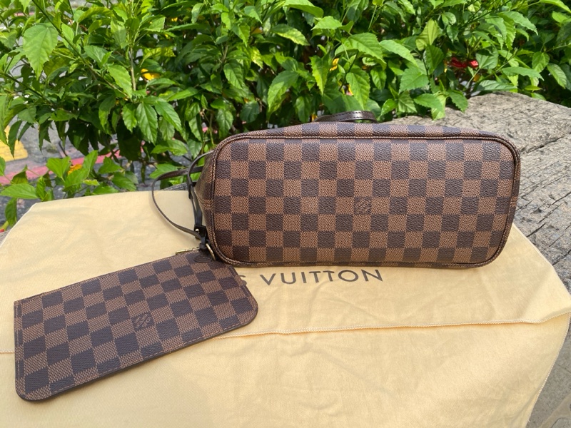 近新Louis Vuitton棋盤格Neverfull PM小款抽繩束口購物包M40600原N41359-2