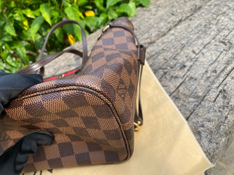 近新Louis Vuitton棋盤格Neverfull PM小款抽繩束口購物包M40600原N41359-3