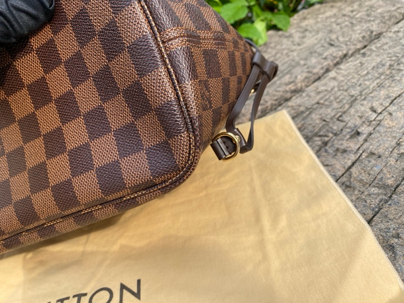 近新Louis Vuitton棋盤格Neverfull PM小款抽繩束口購物包M40600原N41359-4