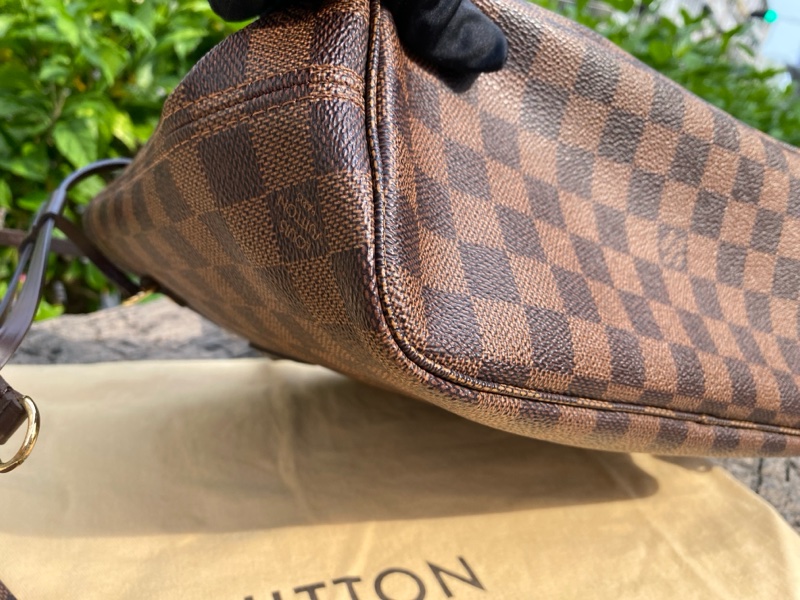 近新Louis Vuitton棋盤格Neverfull PM小款抽繩束口購物包M40600原N41359-6