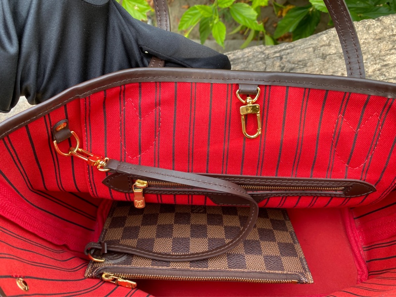 近新Louis Vuitton棋盤格Neverfull PM小款抽繩束口購物包M40600原N41359-12