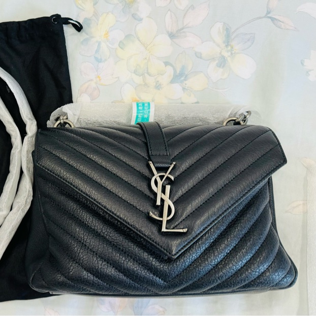 全新 YSL 中款 College仿舊銀鍊學院包 復古金屬手提肩背包銀鍊 學院包｜PopChill 拍拍圈