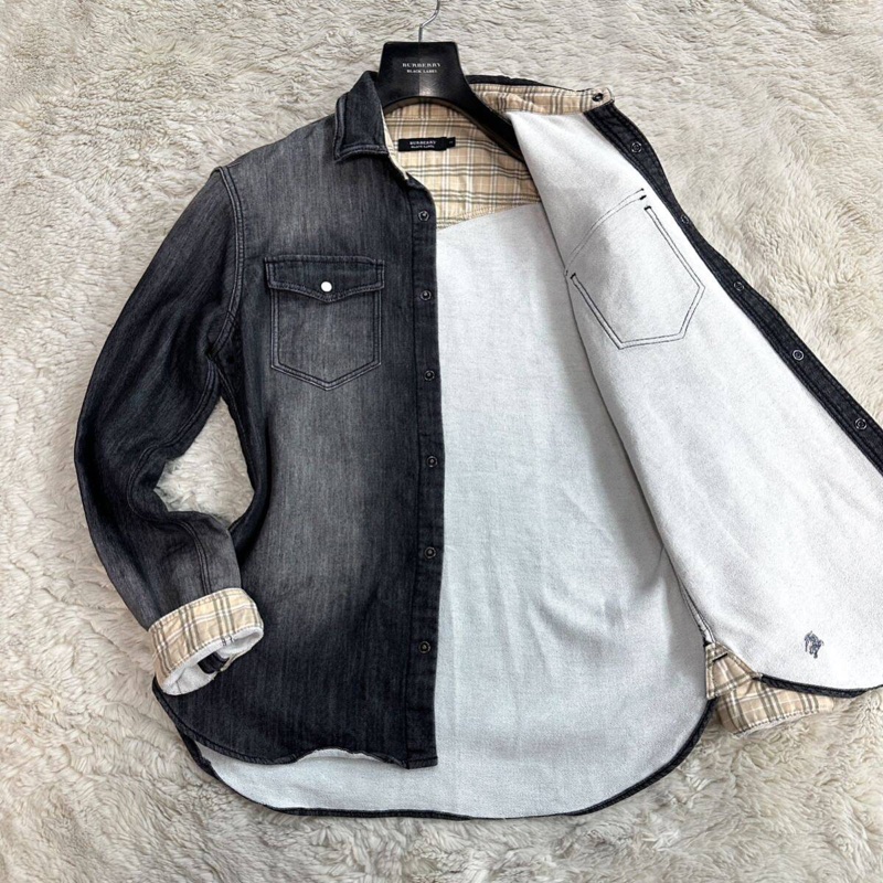 戰馬刺繡Burberry 牛仔襯衫外套(M/黑)-0