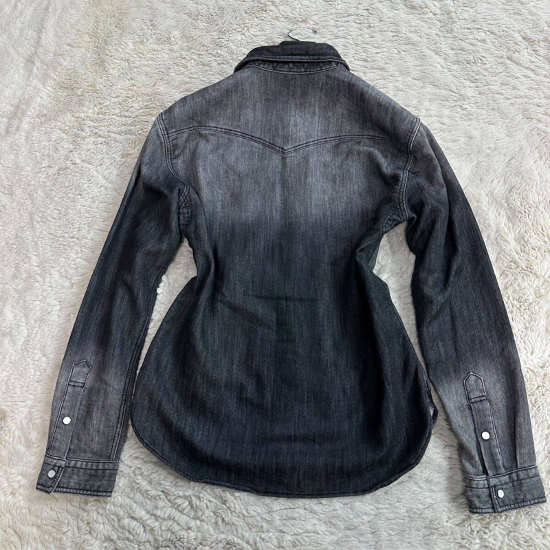 戰馬刺繡Burberry 牛仔襯衫外套(M/黑)-10