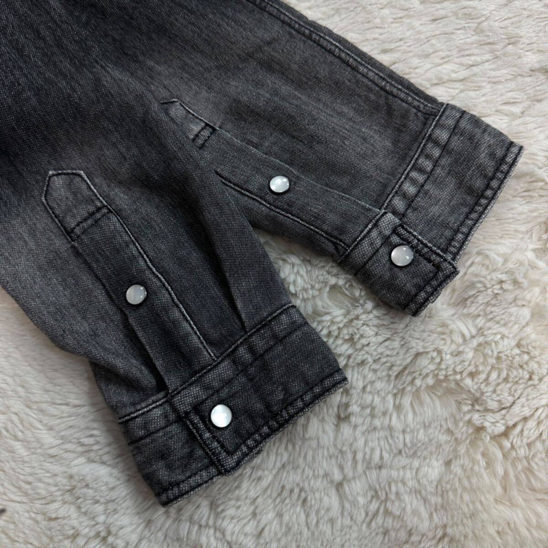 戰馬刺繡Burberry 牛仔襯衫外套(M/黑)-12