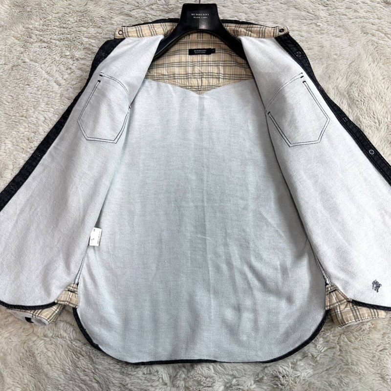 戰馬刺繡Burberry 牛仔襯衫外套(M/黑)-15