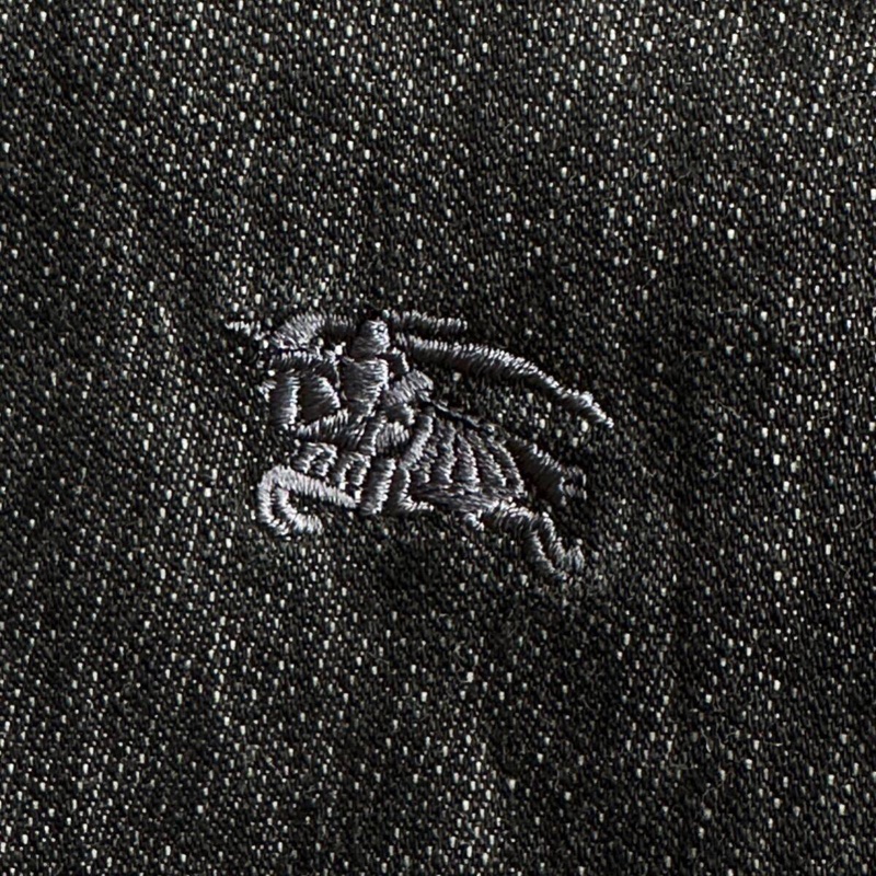 戰馬刺繡Burberry 牛仔襯衫外套(M/黑)-17