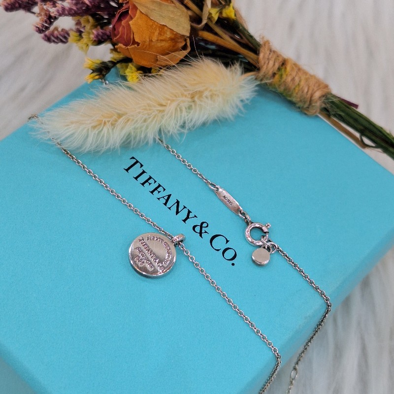 超特價TIFFANY & CO.蒂芬妮 925 純銀 刻字 圓牌 細項鍊-1
