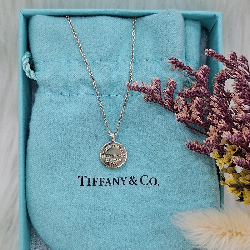 超特價TIFFANY & CO.蒂芬妮 925 純銀 刻字 圓牌 細項鍊-2