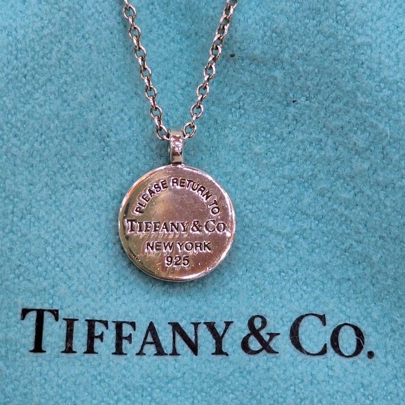 超特價TIFFANY & CO.蒂芬妮 925 純銀 刻字 圓牌 細項鍊-4