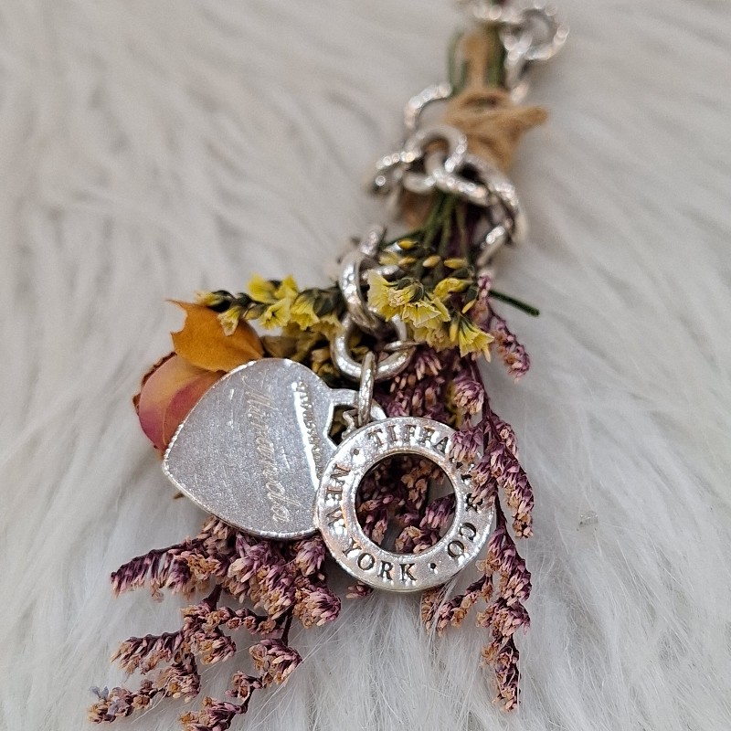 超特價TIFFANY & CO.蒂芬妮 925 純銀 刻字 愛心牌 T扣 手鍊-7