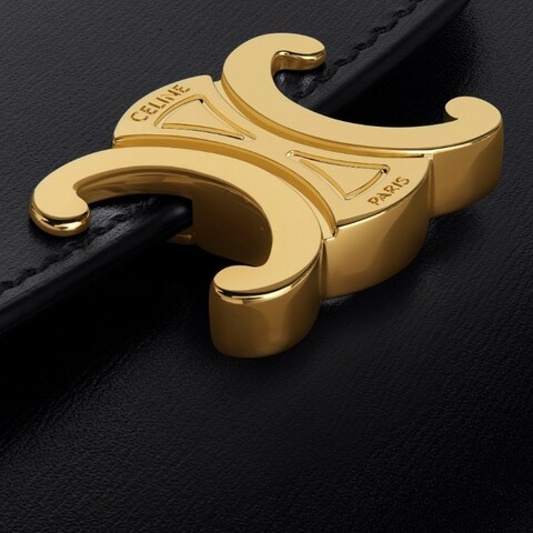 Celine 亮面牛皮革小型TRIOMPHE銀包(黝黑色，9成新，日本專櫃購入）