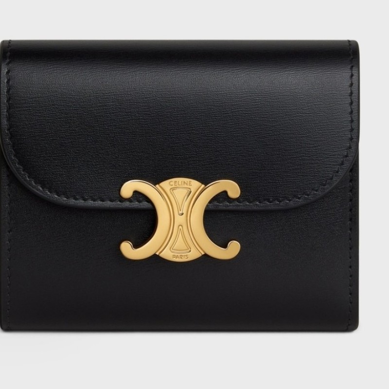 Celine 亮面牛皮革小型TRIOMPHE銀包(黝黑色，9成新，日本專櫃購入）-4