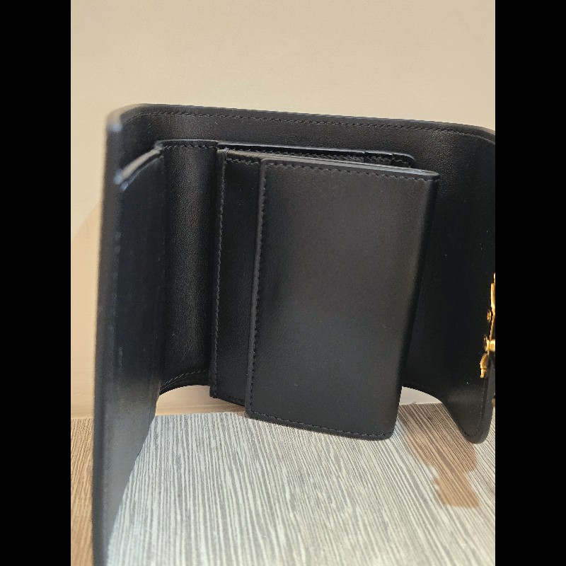 Celine 凱旋門三折短夾 亮面牛皮革小型TRIOMPHE銀包(黝黑色，9成新，日本專櫃購入）-16