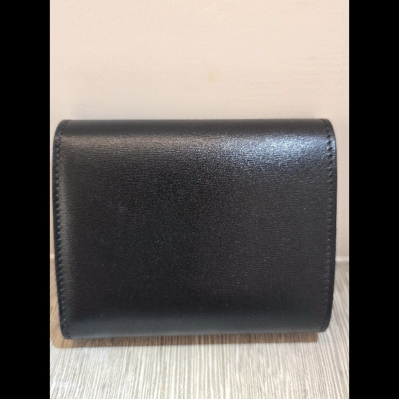Celine 凱旋門三折短夾 亮面牛皮革小型TRIOMPHE銀包(黝黑色，9成新，日本專櫃購入）-1