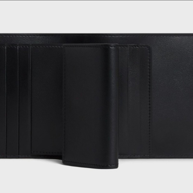 Celine 凱旋門三折短夾 亮面牛皮革小型TRIOMPHE銀包(黝黑色，9成新，日本專櫃購入）-8