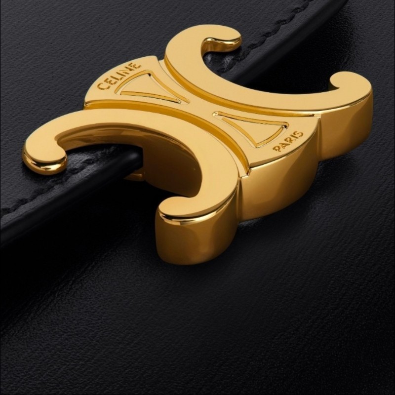 Celine 凱旋門三折短夾 亮面牛皮革小型TRIOMPHE銀包(黝黑色，9成新，日本專櫃購入）-9