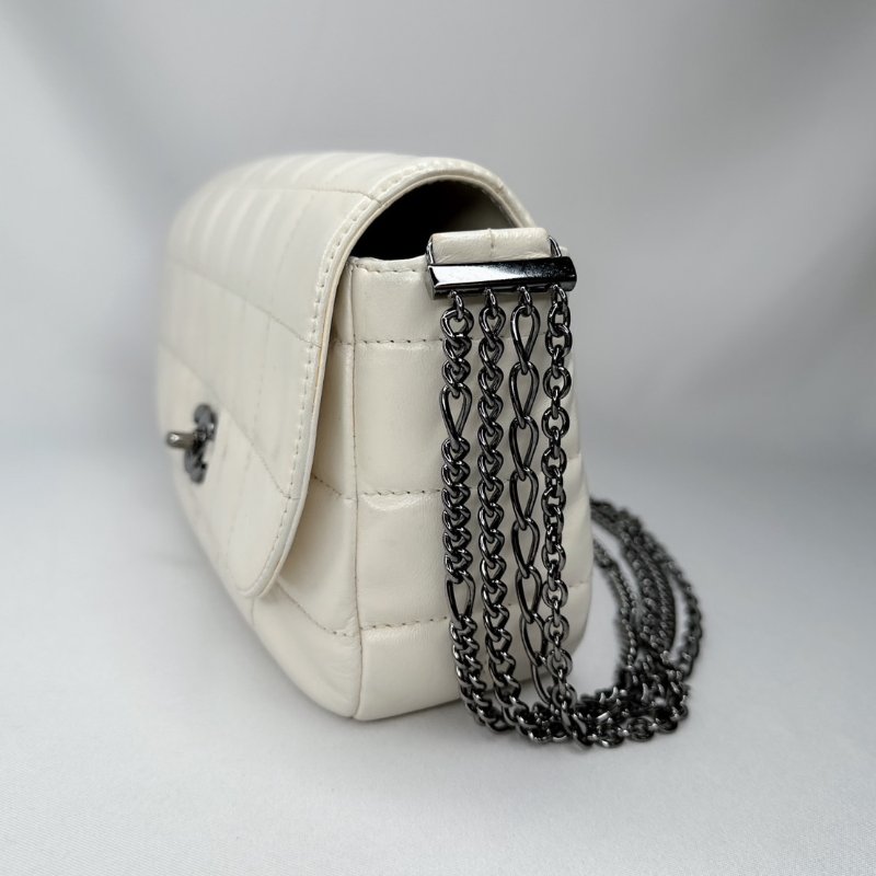 CHANEL 白冰格紋鏈帶肩背包-2
