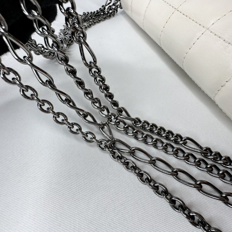 CHANEL 白冰格紋鏈帶肩背包-10