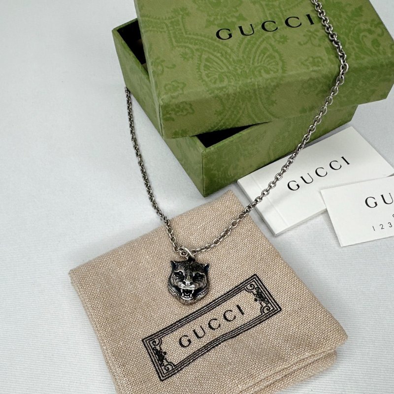 GUCCI 925純銀虎頭項鍊-0