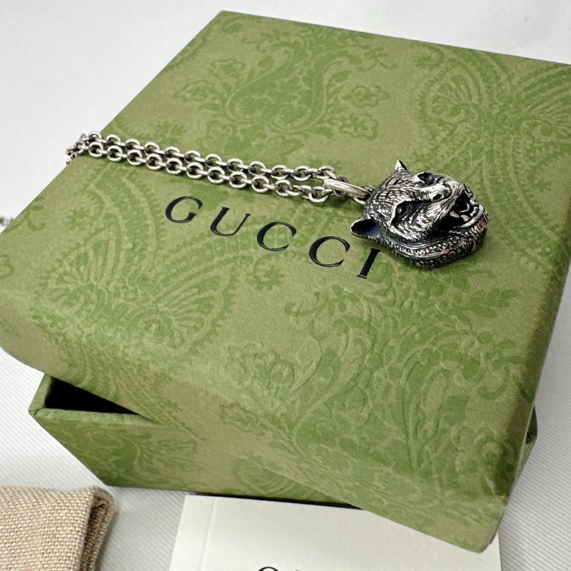 GUCCI 925純銀虎頭項鍊-2