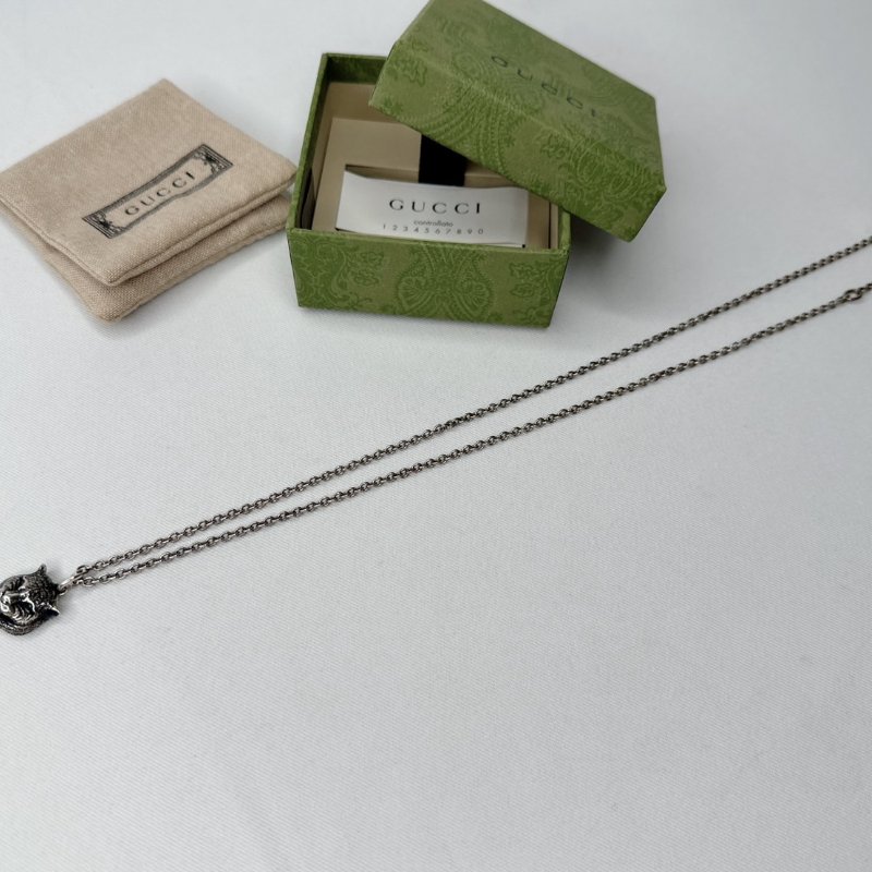 GUCCI 925純銀虎頭項鍊-3