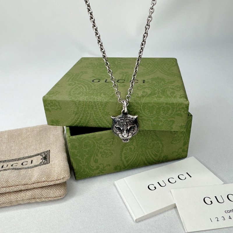 GUCCI 925純銀虎頭項鍊-4