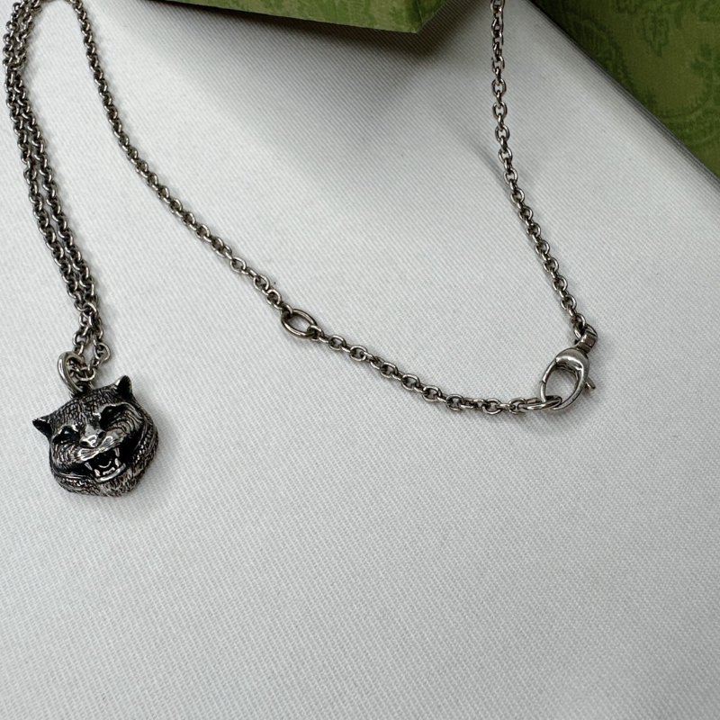 GUCCI 925純銀虎頭項鍊-6