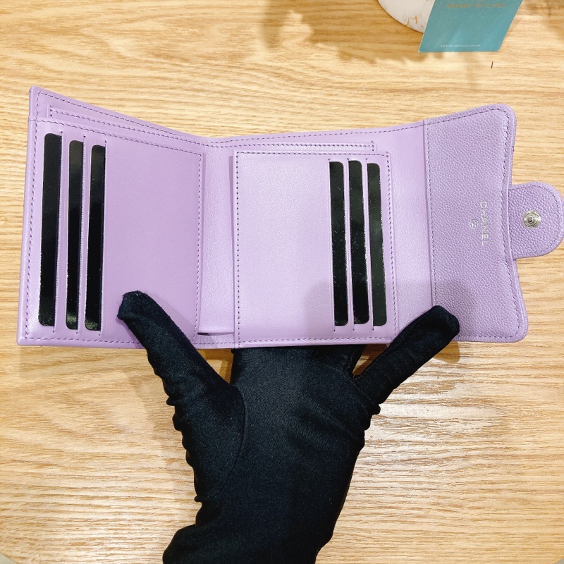 香奈兒經典三摺荔枝皮紫色錢包 CHANEL CLASSIC FLAP WALLET-4