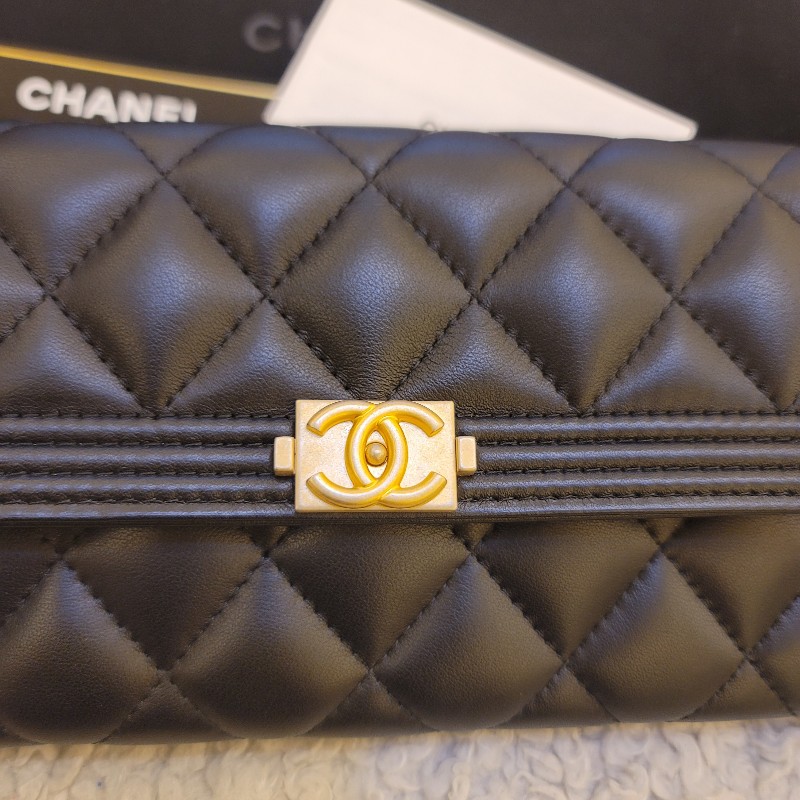 ♥520優惠♥Chanel 香奈兒 Boy系列 黑金長夾-2