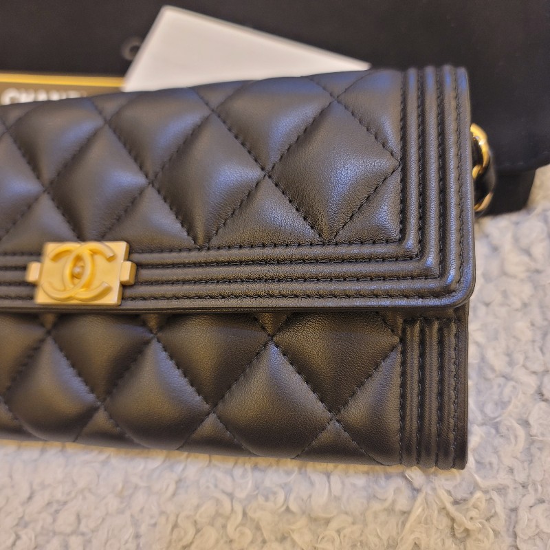 ♥520優惠♥Chanel 香奈兒 Boy系列 黑金長夾-4