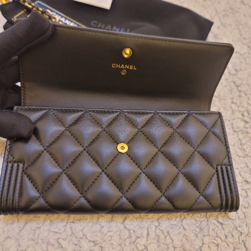♥520優惠♥Chanel 香奈兒 Boy系列 黑金長夾-13