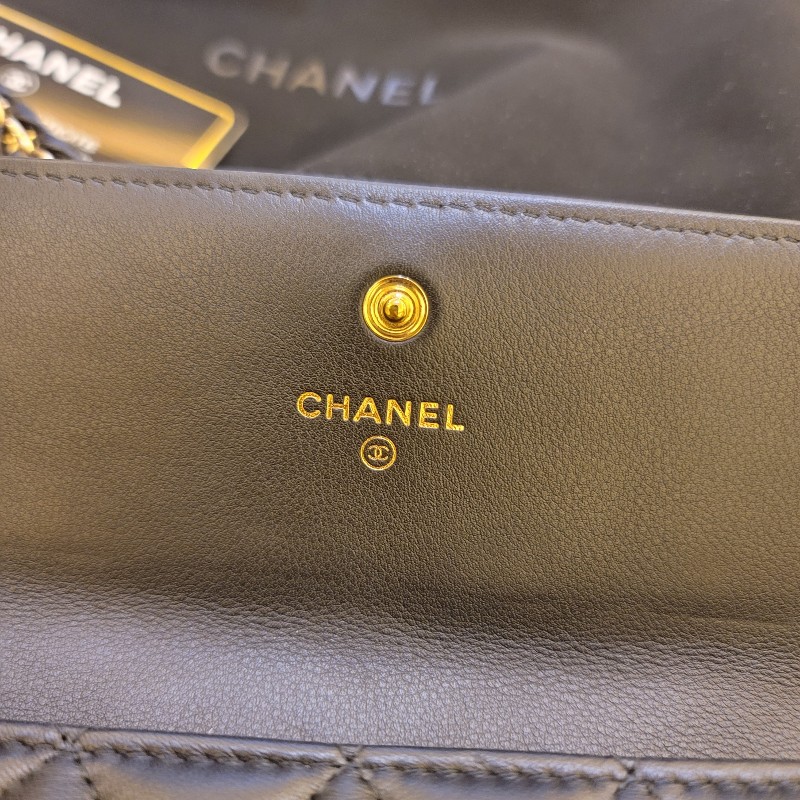 ♥520優惠♥Chanel 香奈兒 Boy系列 黑金長夾-14