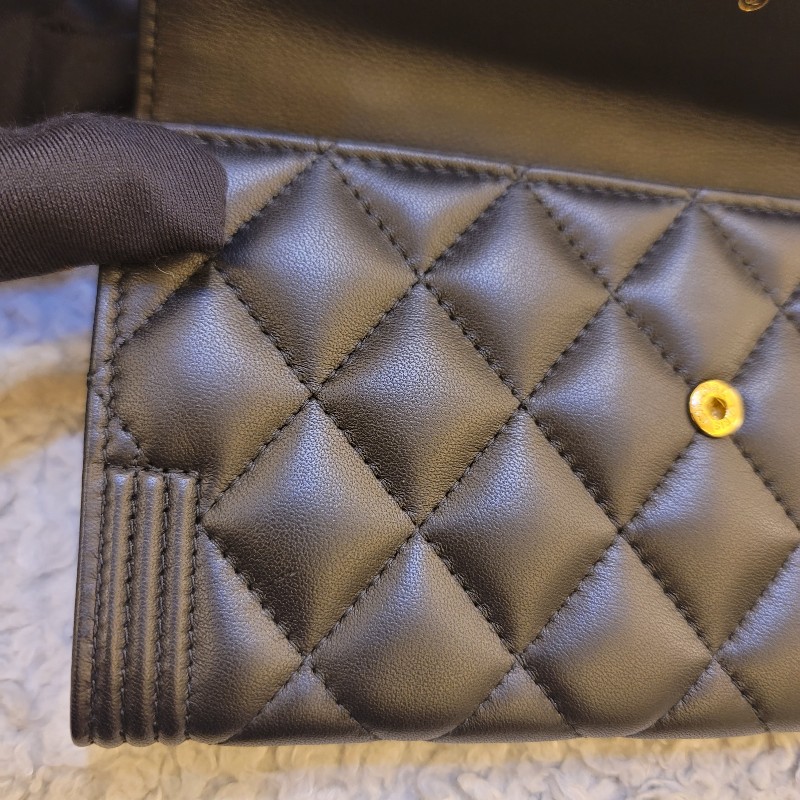 ♥520優惠♥Chanel 香奈兒 Boy系列 黑金長夾-16