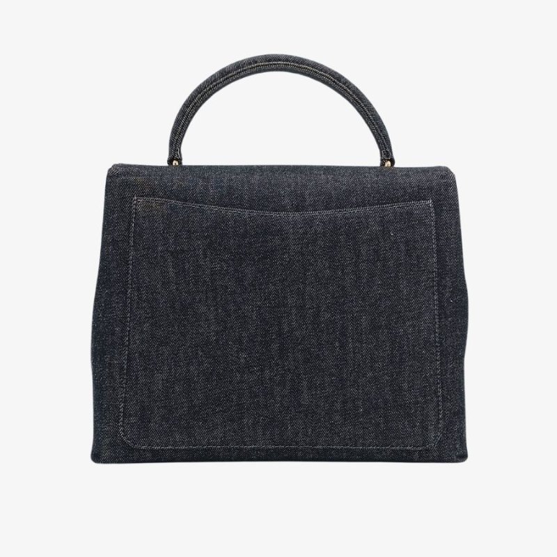 CHANEL Vintage Black Denim kelly Handbag-1