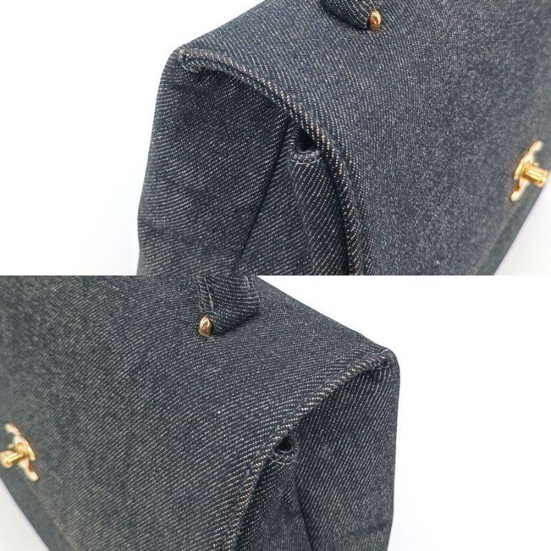 CHANEL Vintage Black Denim kelly Handbag-2