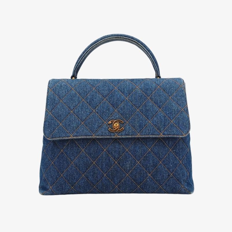 CHANEL Vintage Blue Denim kelly Handbag-0