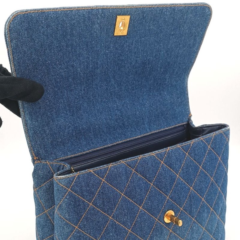CHANEL Vintage Blue Denim kelly Handbag-5