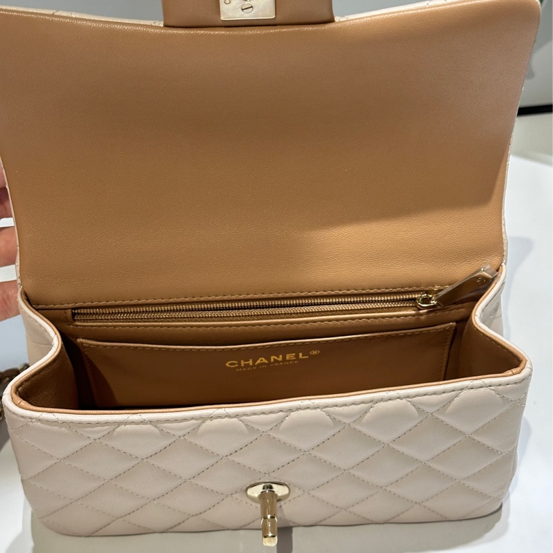 CHANEL23p cf mini handle奶茶拼色-5