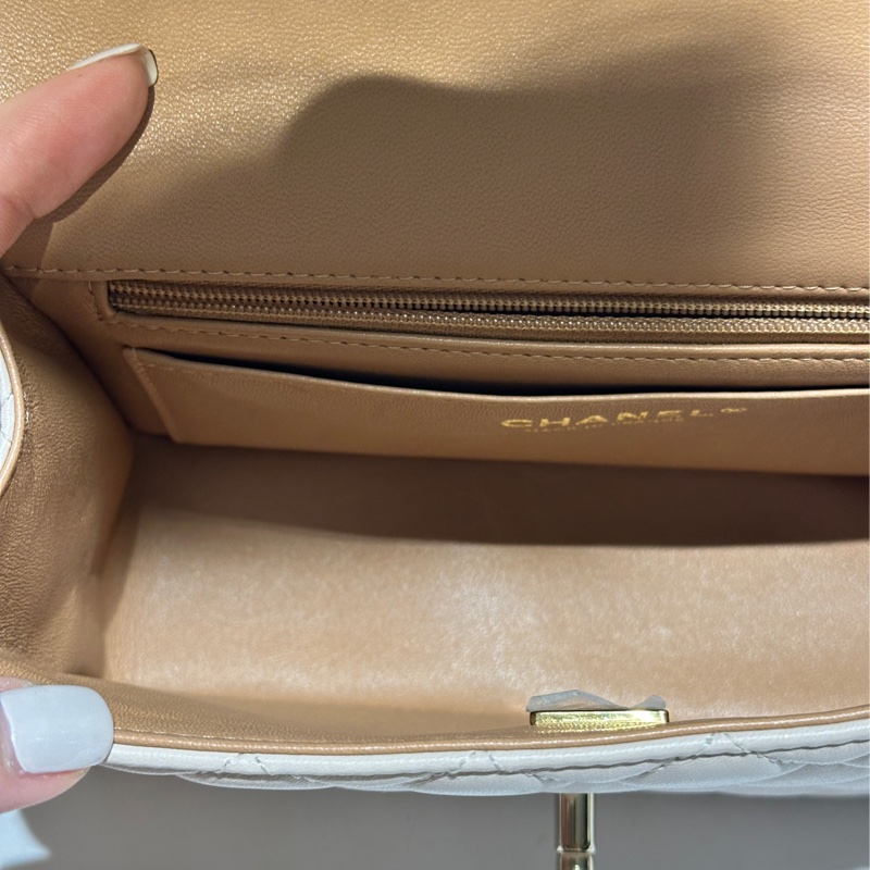 CHANEL23p cf mini handle奶茶拼色-6