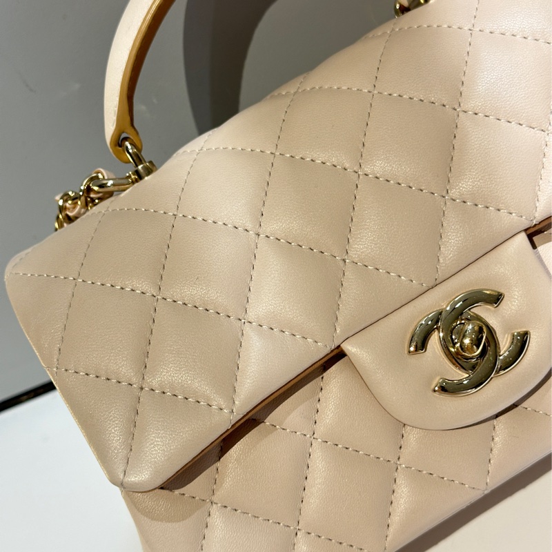 CHANEL23p cf mini handle奶茶拼色-8