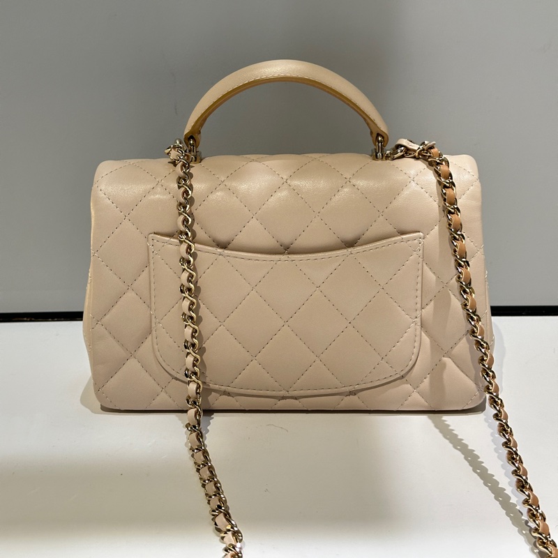 CHANEL23p cf mini handle奶茶拼色-9