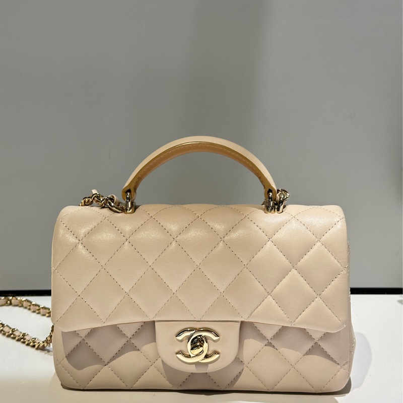 CHANEL23p cf mini handle奶茶拼色-10