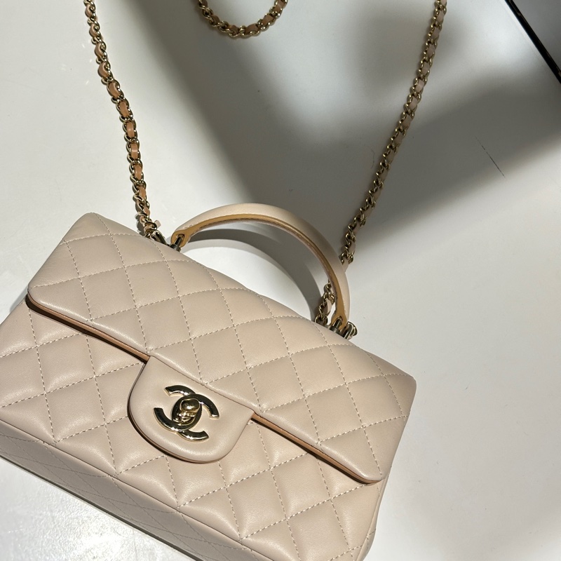 CHANEL23p cf mini handle奶茶拼色-11
