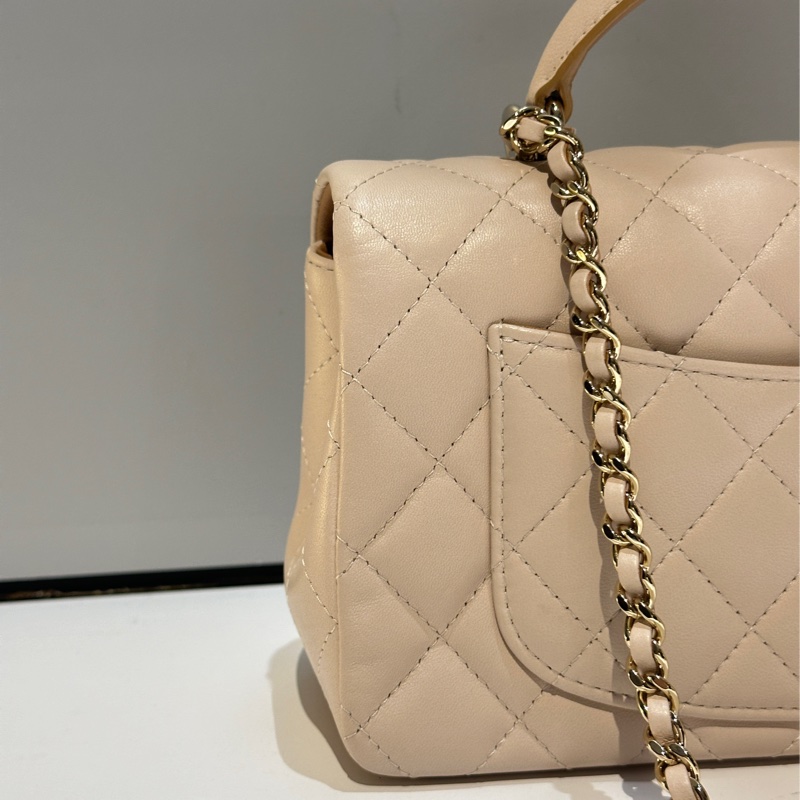 CHANEL23p cf mini handle奶茶拼色-13