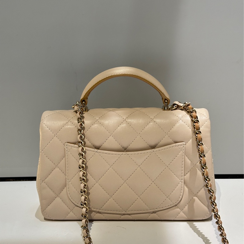 CHANEL23p cf mini handle奶茶拼色-14