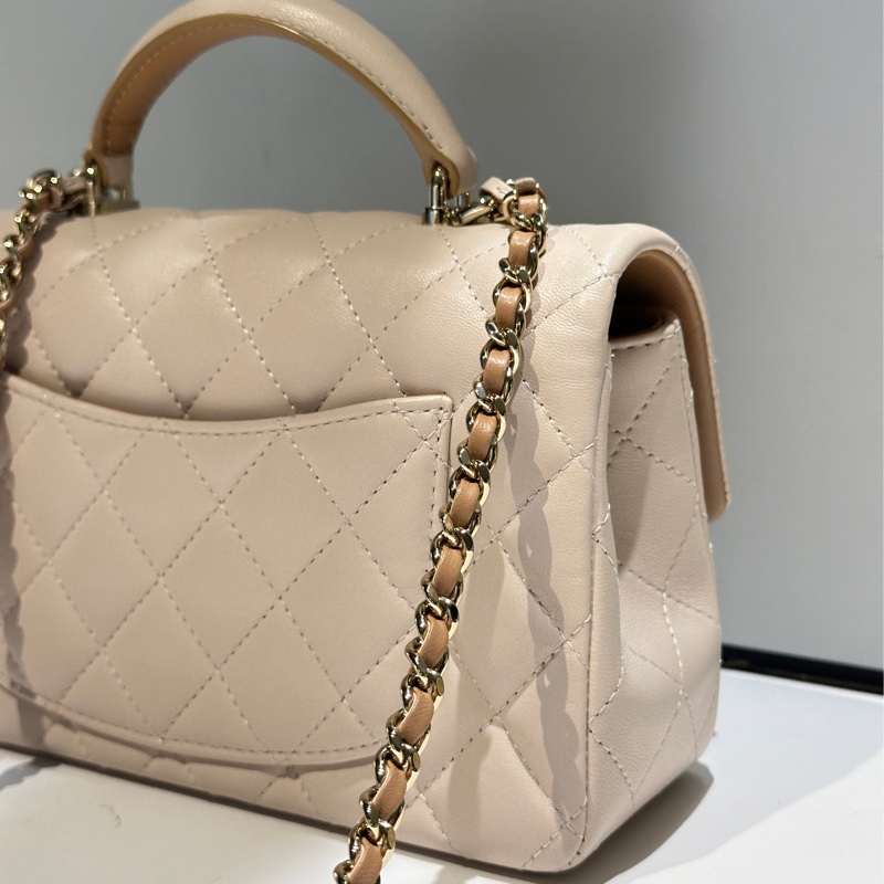 CHANEL23p cf mini handle奶茶拼色-15